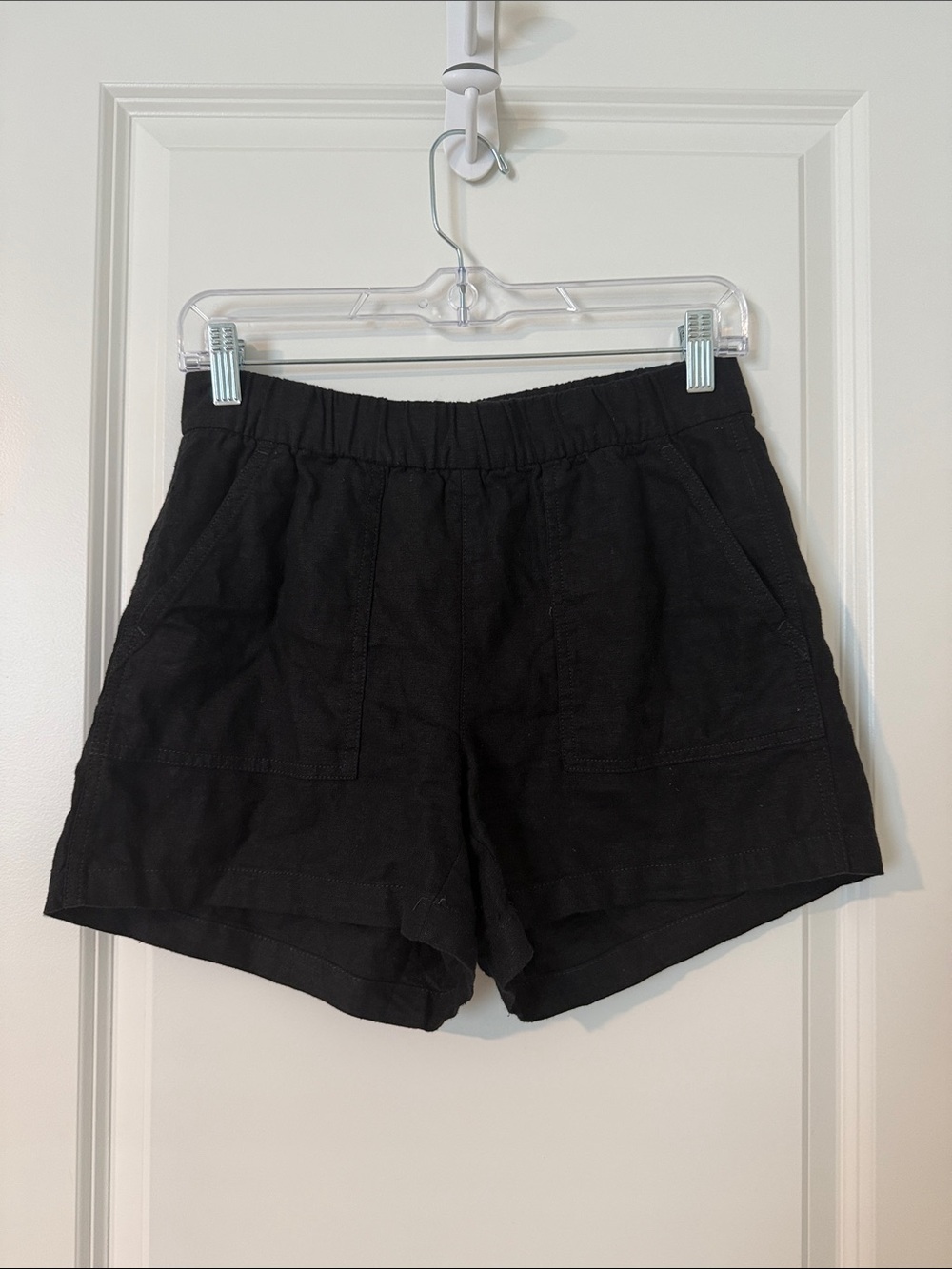 J. Crew Black High-Waist Linen Shorts